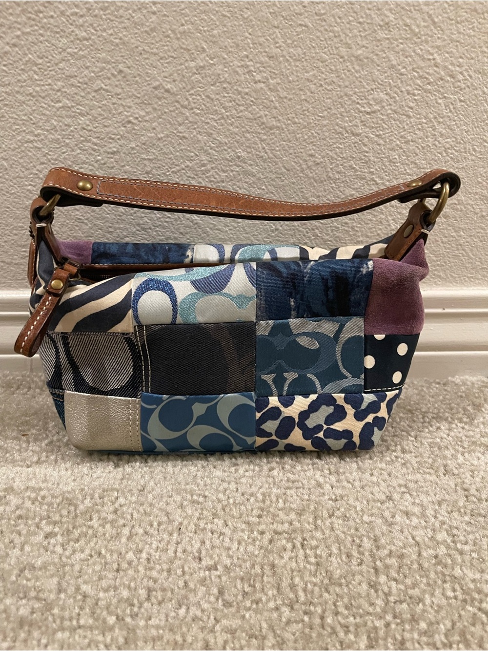 Vintage Coach Mini Bag Patchwork Denim Y2K Shoulder Bag Purse - Picture 2 of 9